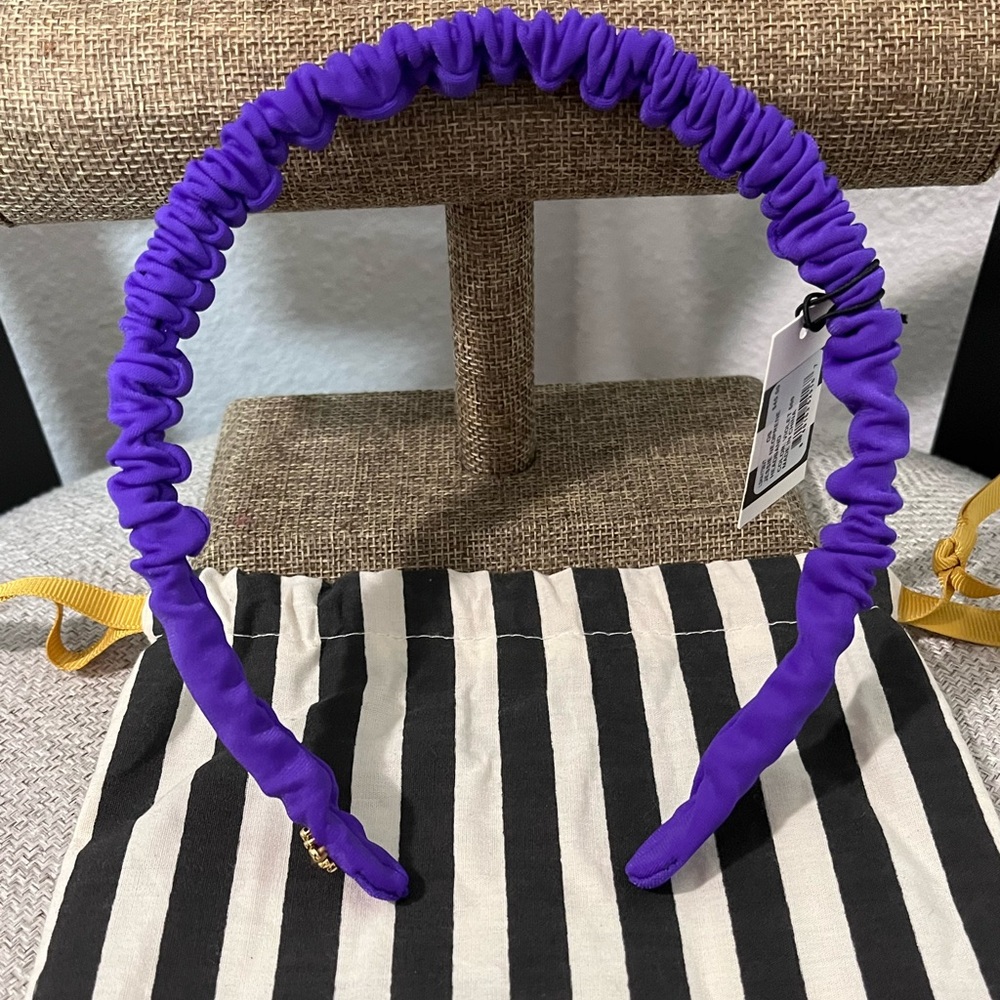 LELE SADOUGHI NWT AUTHENTIC VIOLET JESSIE RUCHED NEOPRENE SLIM HEADBAND - Picture 9 of 15